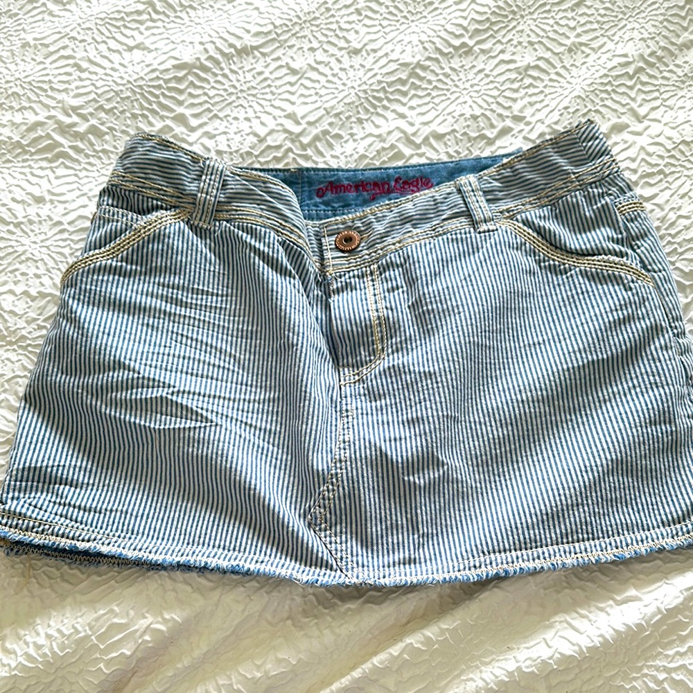American Eagle Outfitters Blue Ribbed Mini Skirt